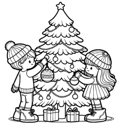 Arbol de Navidad y niños