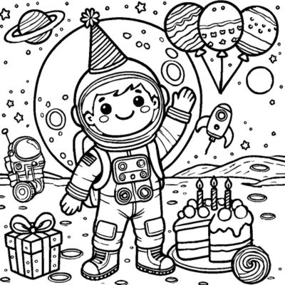 Astronauta en un cumpleaños