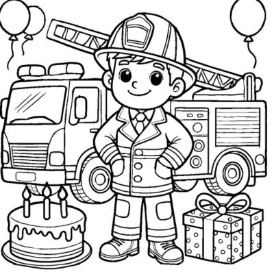 Bombero en una fiesta de cumpleaños