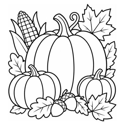 Calabazas y maíz de Acción de Gracias