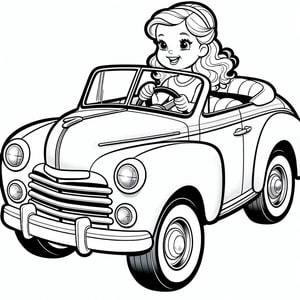 chica en un coche antiguo