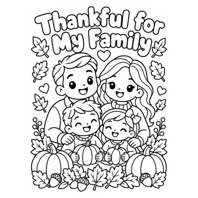 Familia agradecida en Acción de Gracias