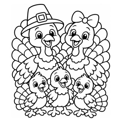 Familia de pavos de Acción de Gracias