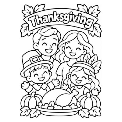 Familia sonriente en Acción de Gracias