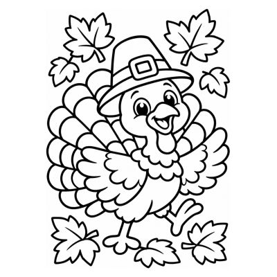 Pavo alegre con sombrero de peregrino